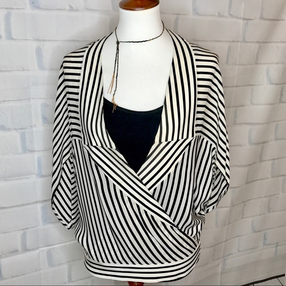 B C B G M A X A Z R I A : Striped Batwing Silk Top - Picture 1 of 8